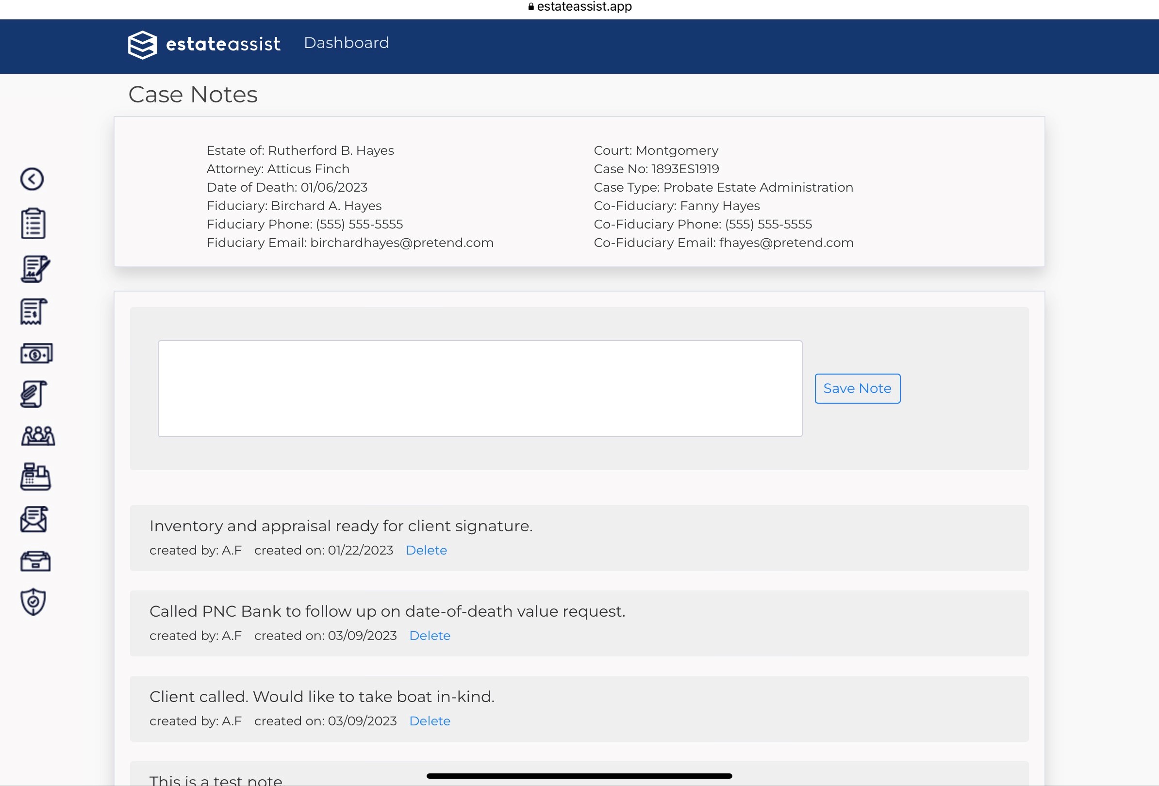 Screenshot: Keep Dated Contemporaneous Case Notes