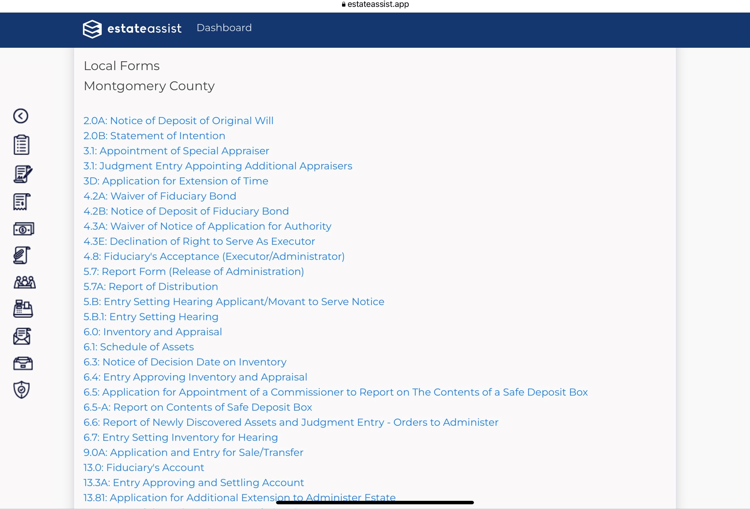 Screenshot: Local Forms