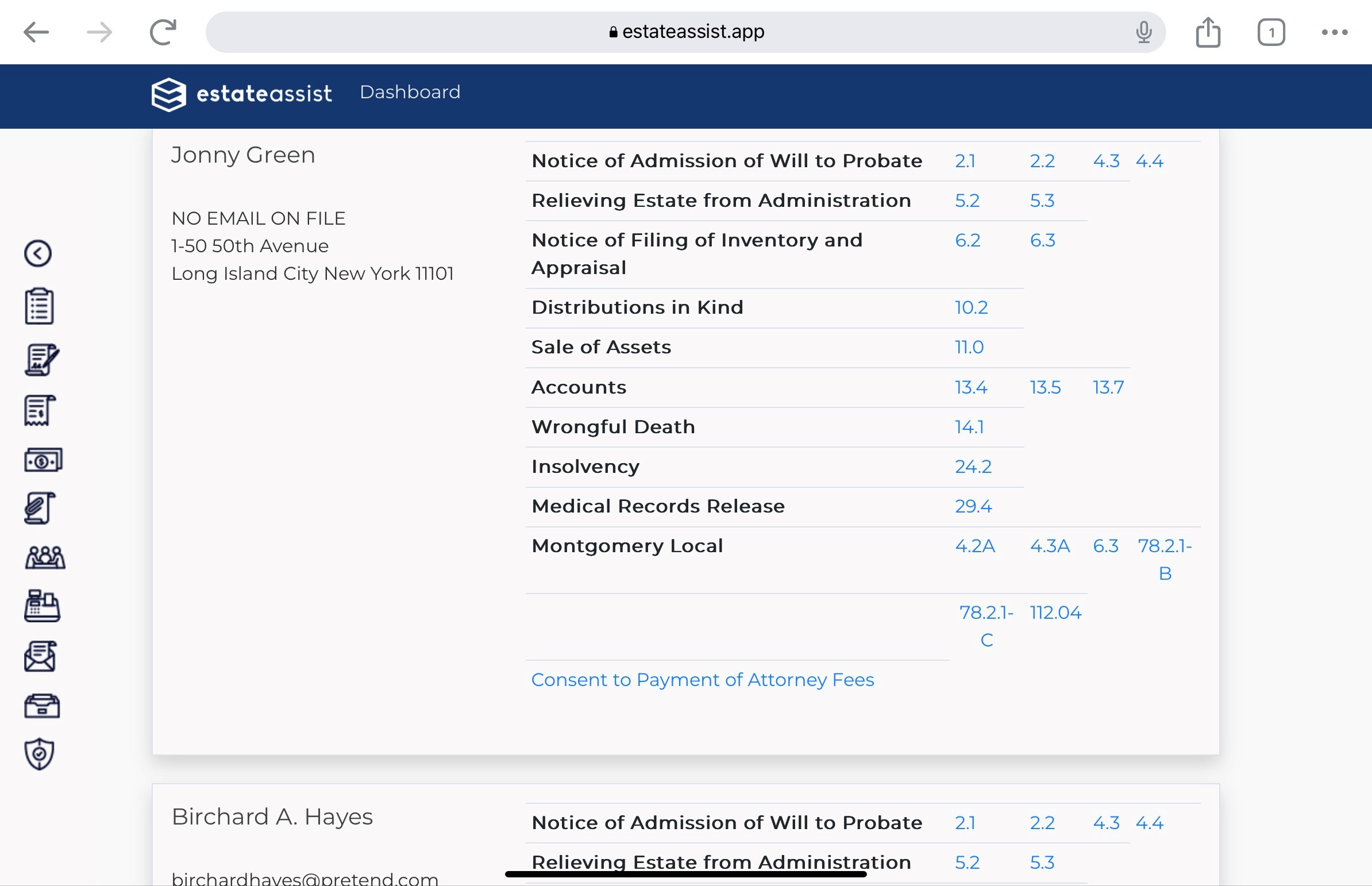 Screenshot: Personalized Notices and Waivers