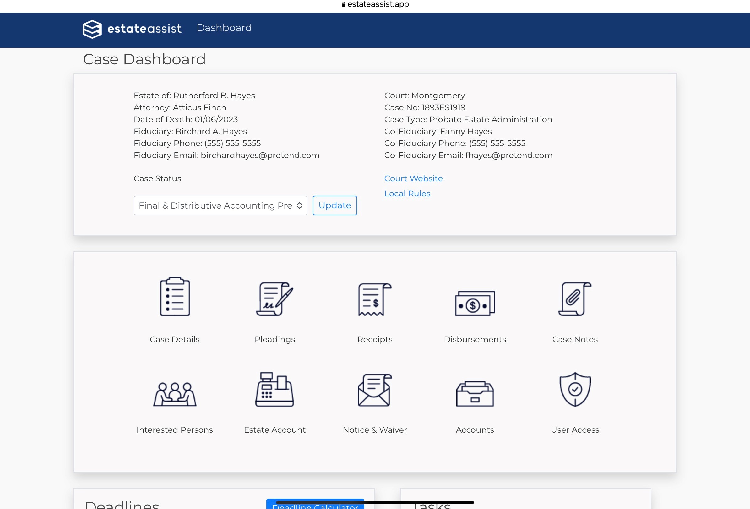 Screenshot: Easily Navigate Your Case Dashboard